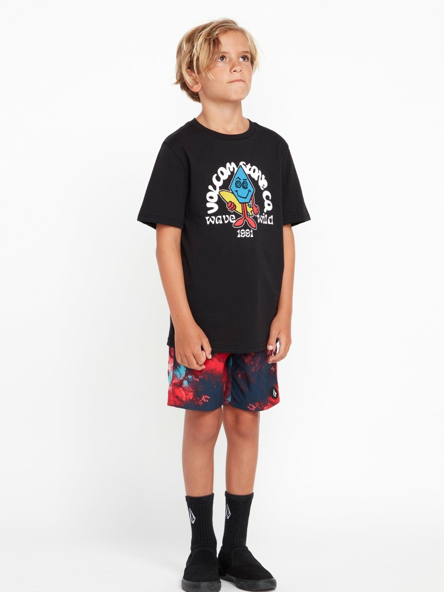 Kids * | Volcom Top Sell Little Boys Wave Wild Short Sleeve Tee Shirt Black