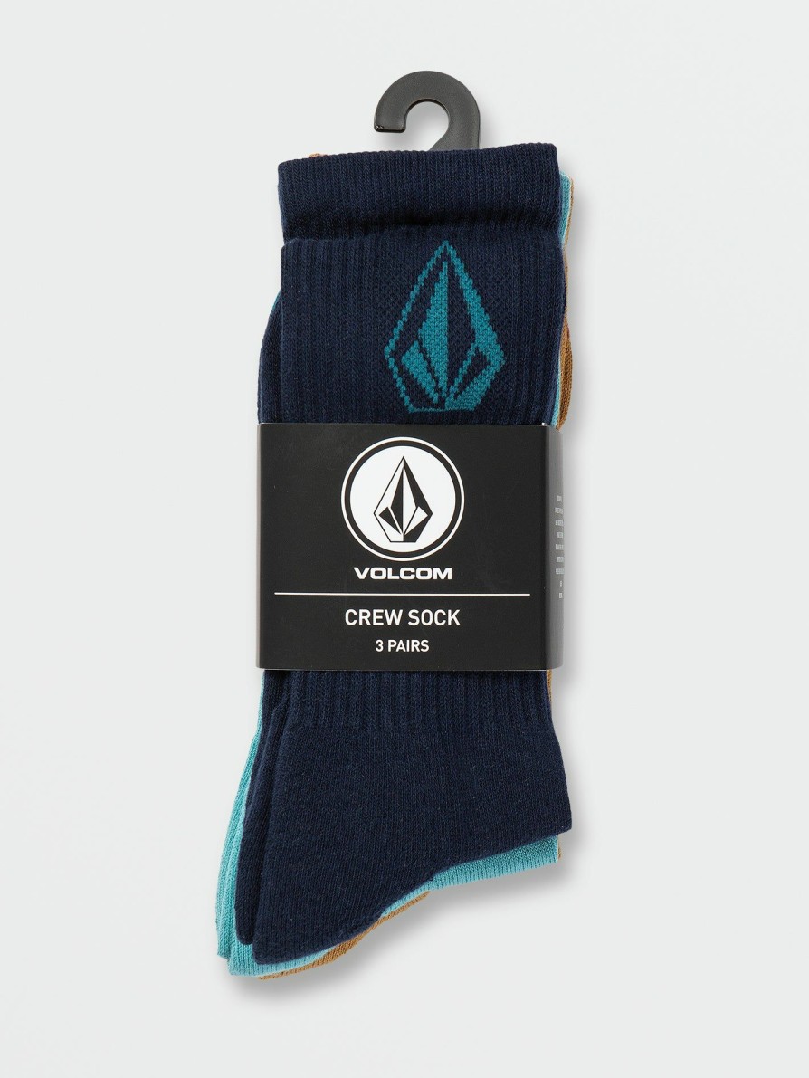 Core Skate * | Volcom Gift Selection Full Stone 3 Pack Socks Coastal Blue