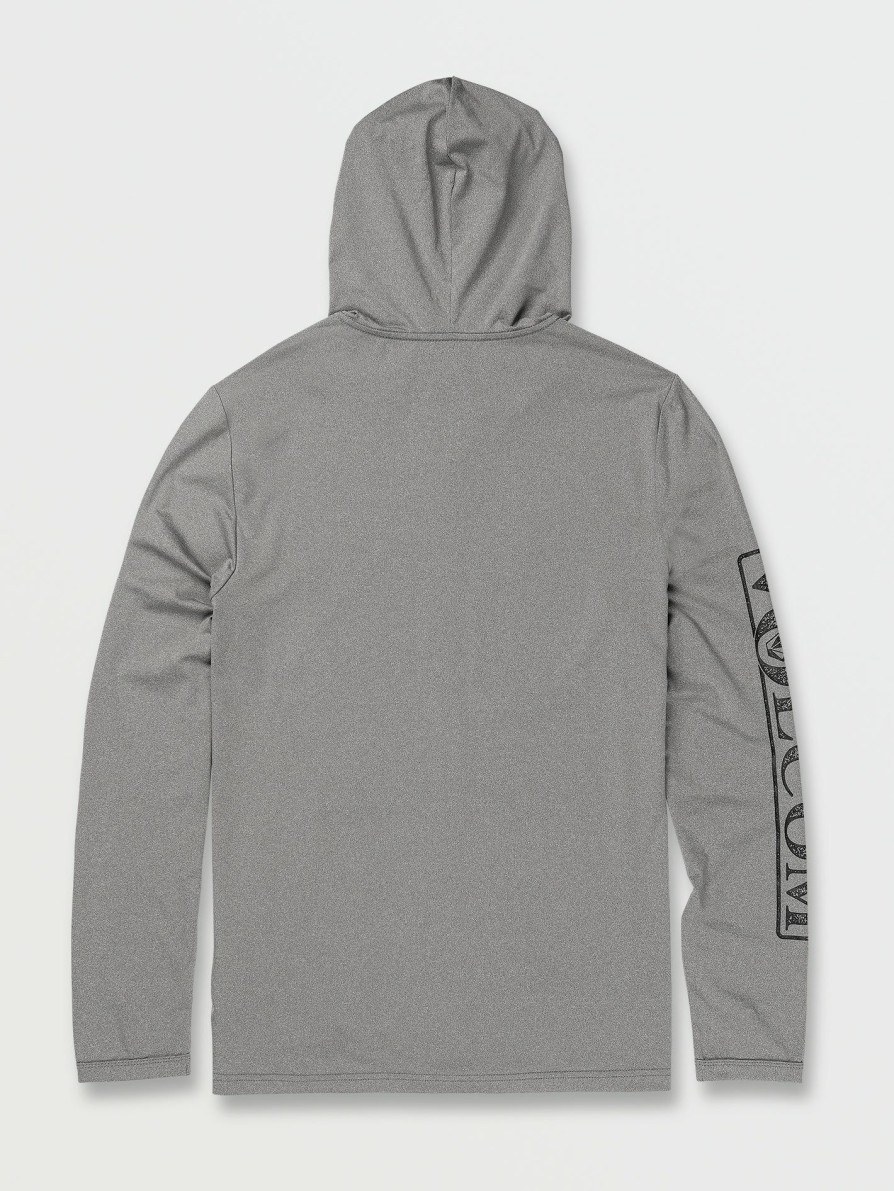 Mens Clothing * | Volcom Tendy Style Rally Hooded Long Sleeve Rashguard Heather Grey