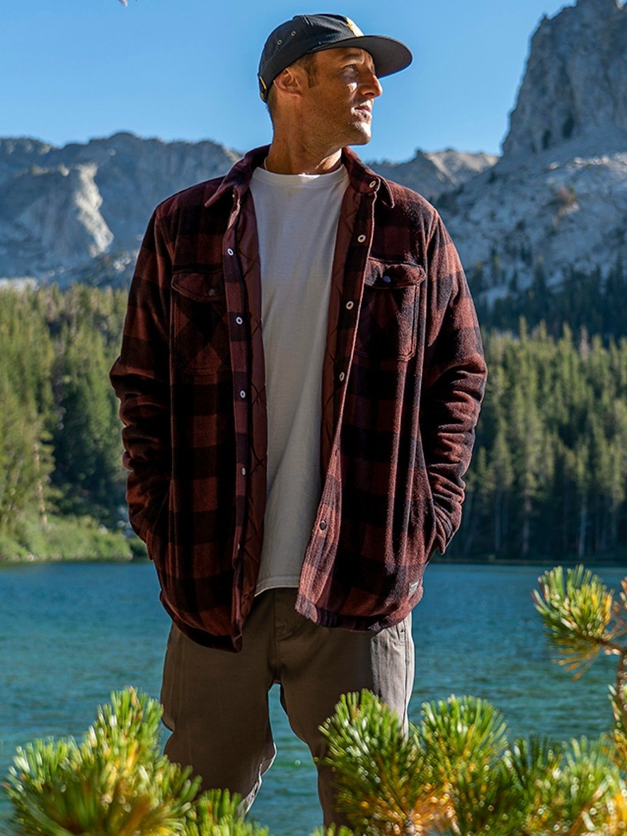 Mens Accessories * | Volcom Discount Online Bowered Fleece Long Sleeve Jacket Mahogany