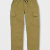 Kids * | Volcom Discount Online Big Boys March Cargo Elastic Waist Pants Old Mill