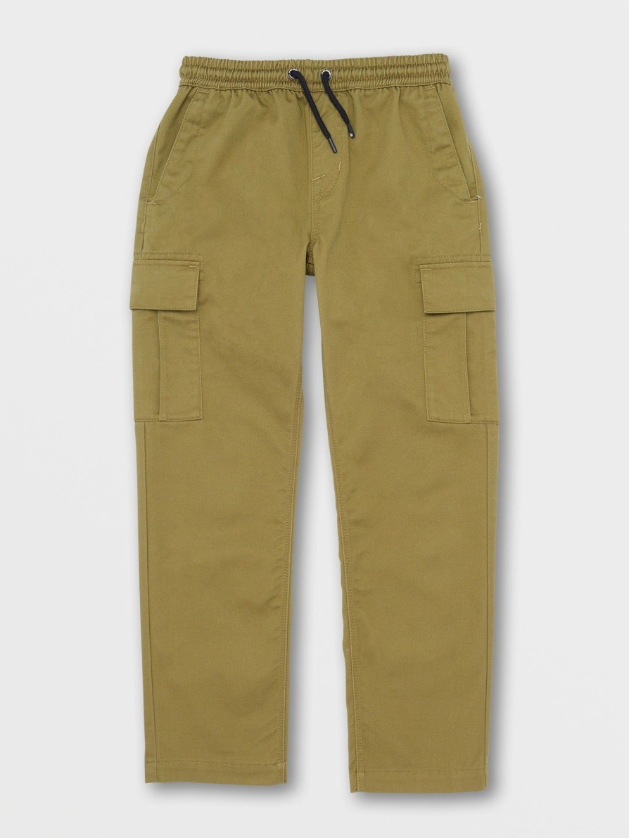 Kids * | Volcom Discount Online Big Boys March Cargo Elastic Waist Pants Old Mill