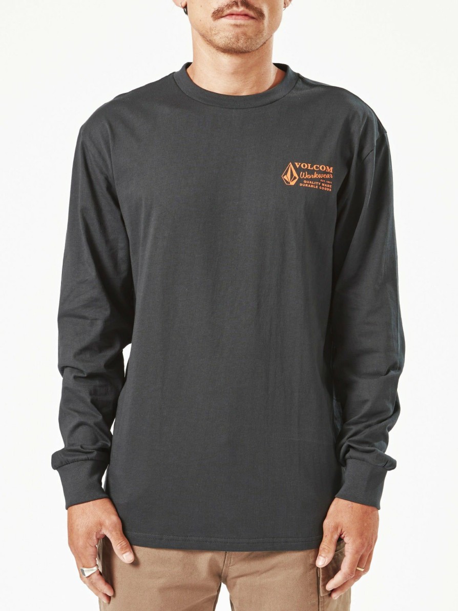 Mens Accessories * | Discount Store Volcom Workwear Long Sleeve Tee Black