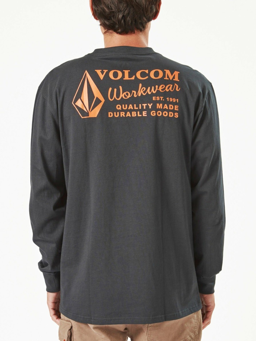 Mens Accessories * | Discount Store Volcom Workwear Long Sleeve Tee Black