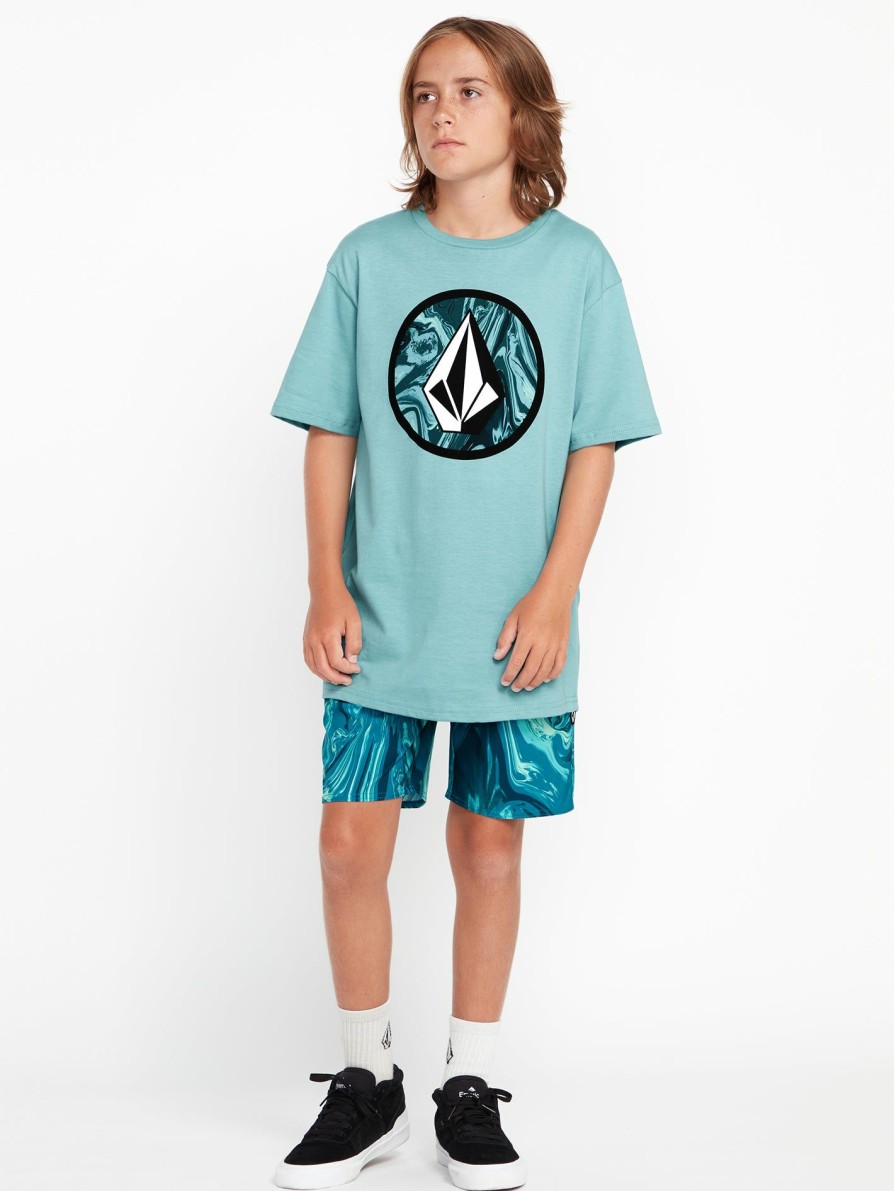 Kids * | Volcom Discount Online Big Boys Psyche Marble Mod-Tech Trunks Cali Blue Heather Coastal Blue