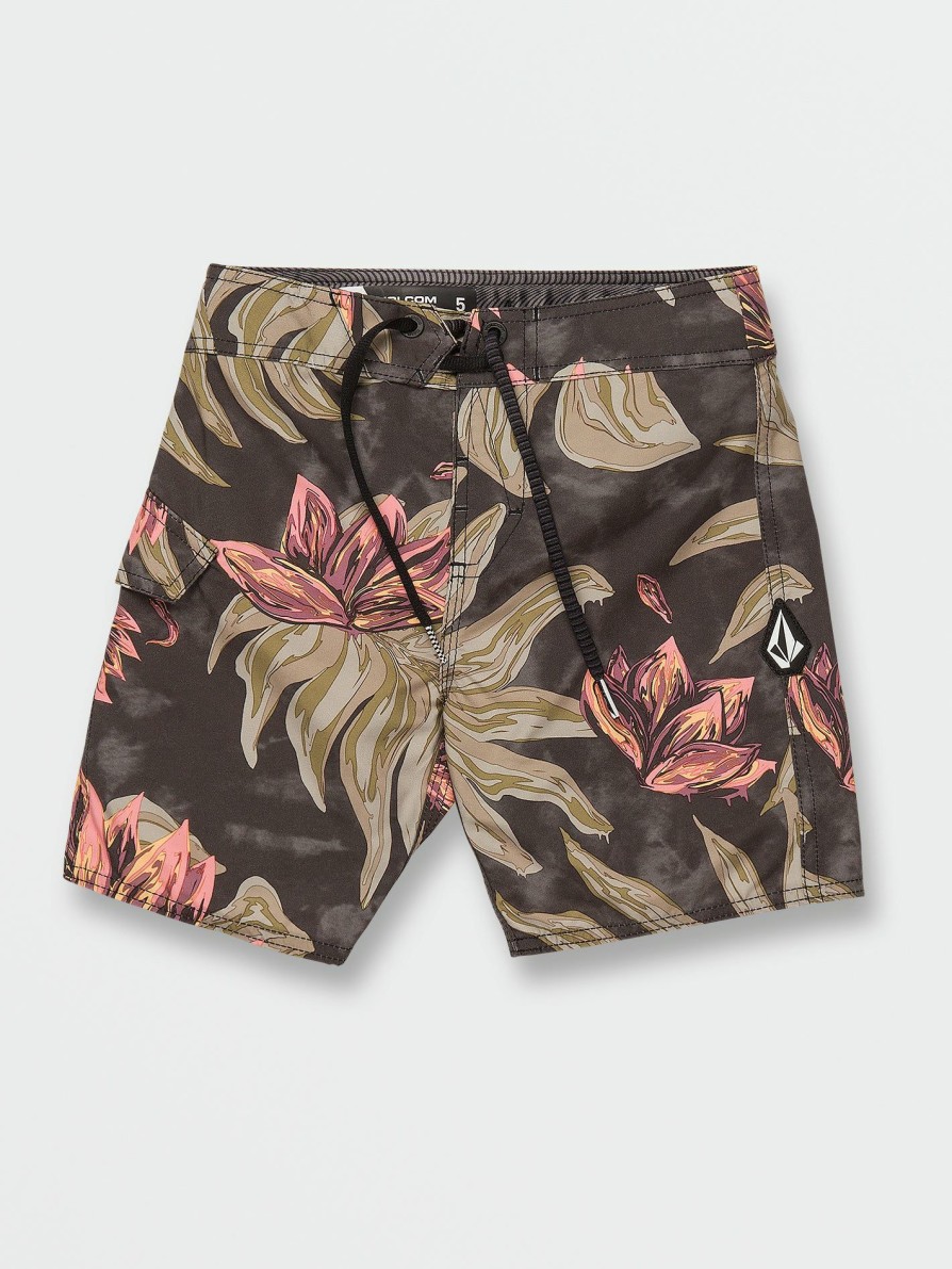 Core Surf * | Volcom Discount Online Little Boys Polydactal Mod-Tech Trunks Rinsed Black