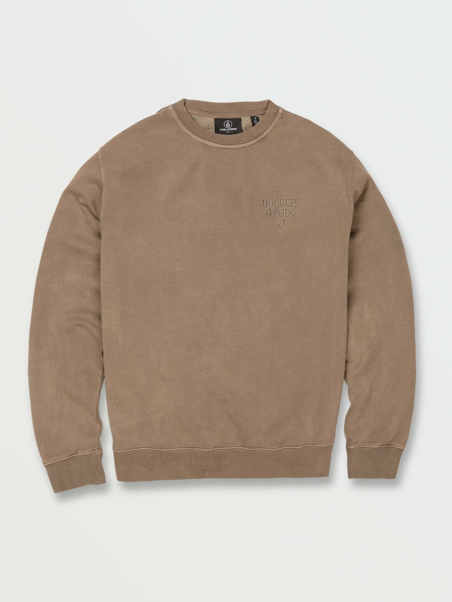 Mens Accessories * | Volcom Top Sellers Compstone Crew Fleece Sweatshirt Mud