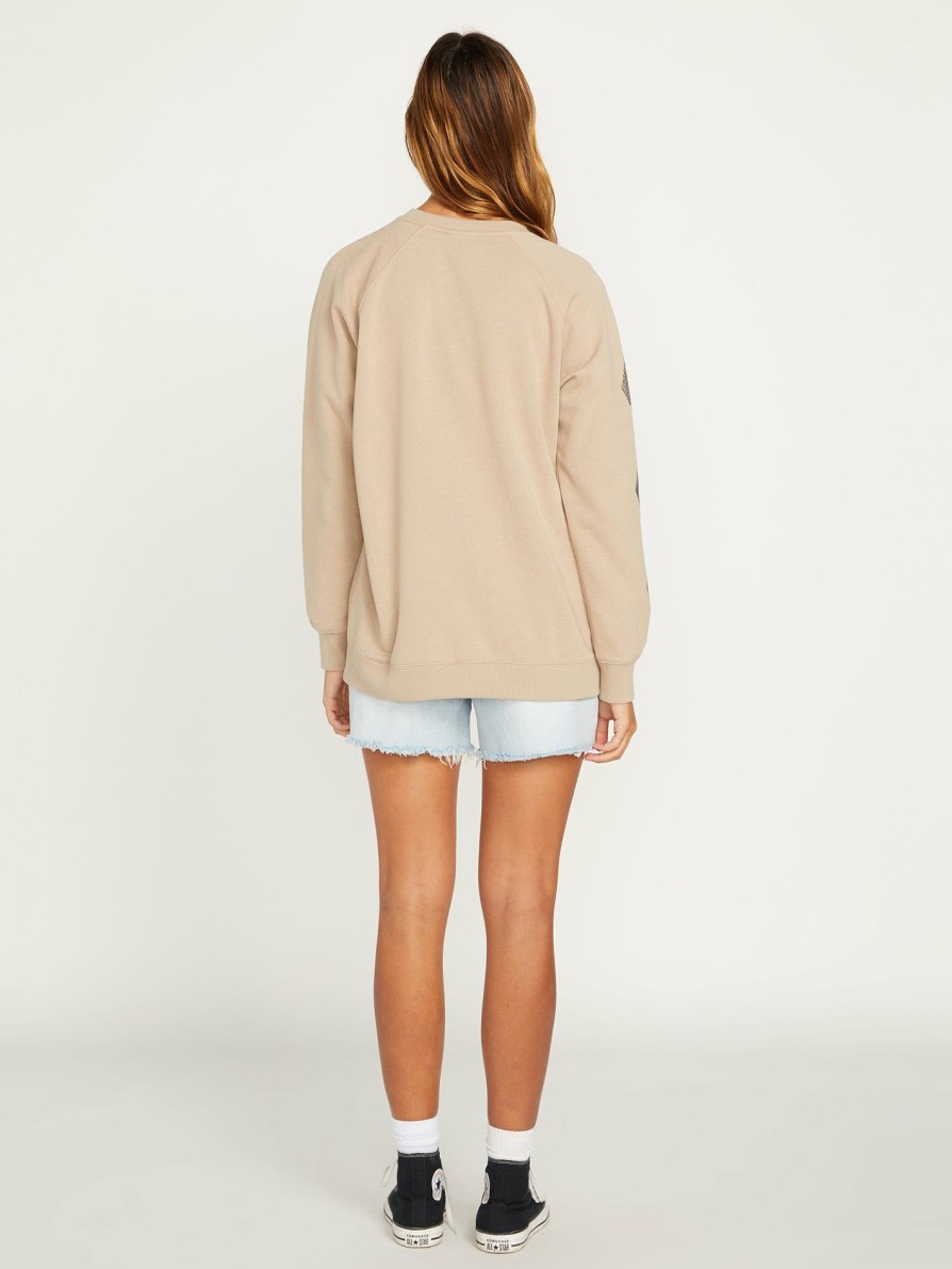 Womens Accessories * | Volcom New Stone Magic Boyfriend Crew Sweatshirt Taupe