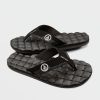 Kids * | Volcom Exclusive Big Boys Recliner Sandals Black White