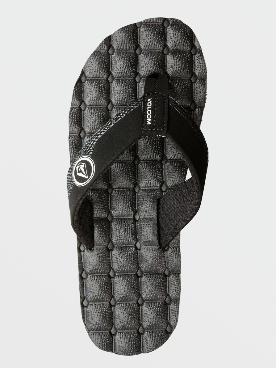 Kids * | Volcom Exclusive Big Boys Recliner Sandals Black White