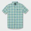 Mens Clothing * | Volcom Best-Selling Benson Short Sleeve Shirt Coastal Blue