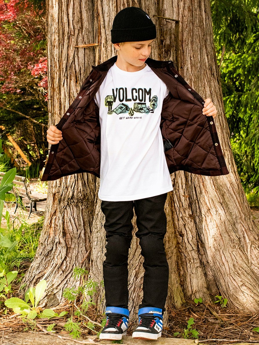 Kids * | Volcom Unique Big Boys Bowered Fleece Long Sleeve Shirt Mahogany