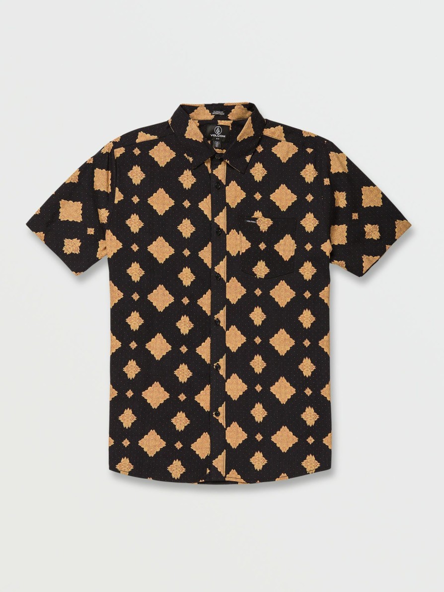 Mens Accessories * | Volcom Unique Grit Mandala Short Sleeve Shirt New Black