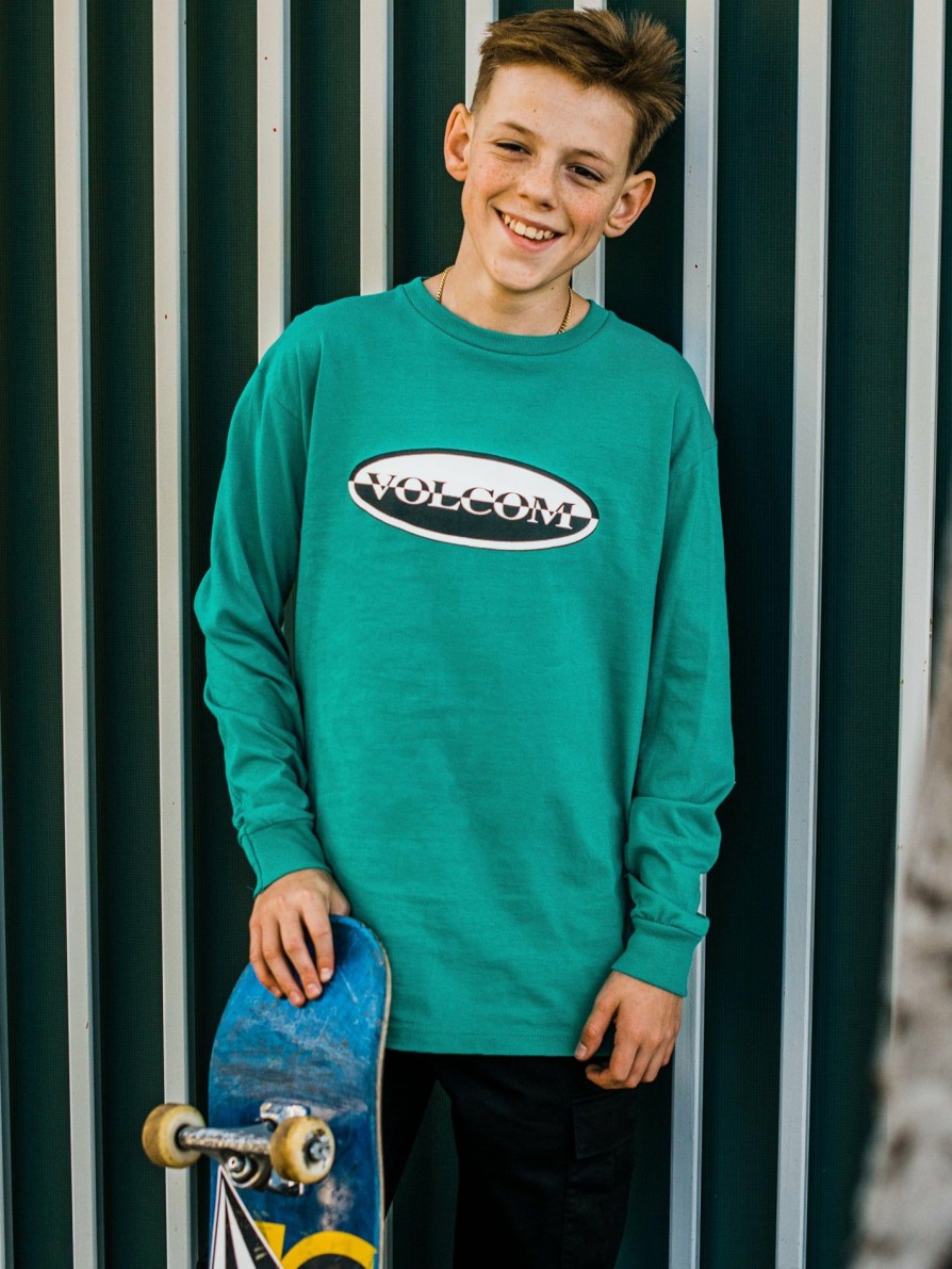 Kids * | Volcom Limited Edition Big Boys Ovoid Long Sleeve Tee Synergy Green