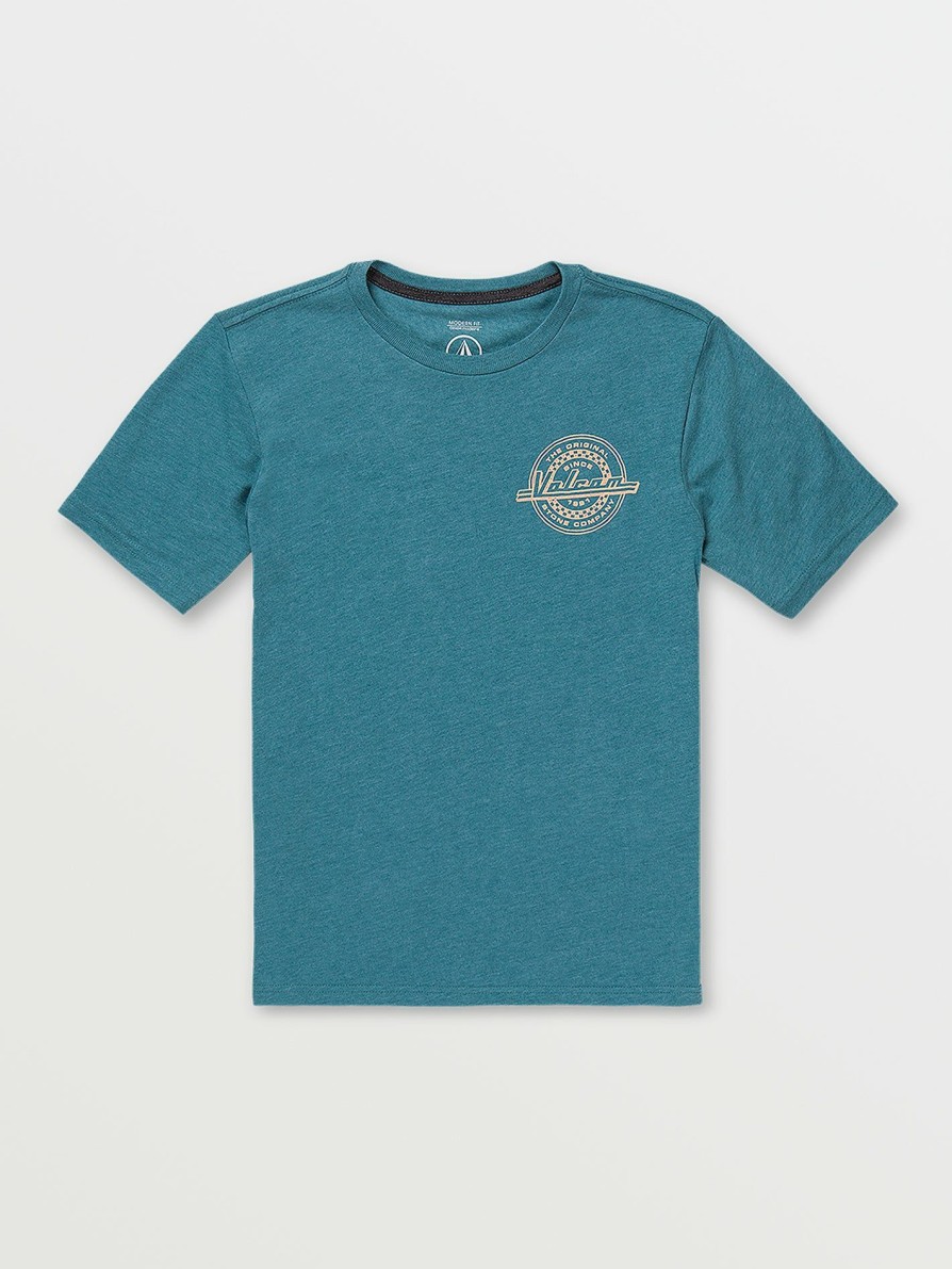 Kids * | Volcom Tendy Style Little Boys Initial Short Sleeve Tee Carribean Heather Caribbean Heather