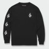 Core Skate * | Volcom Unique Big Boys Iconic Stone Long Sleeve Tee Shirt Black