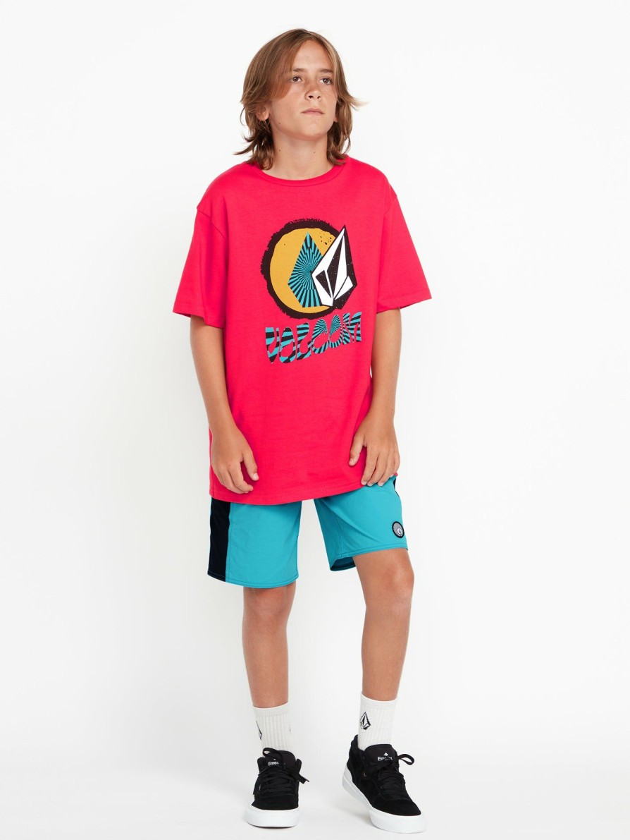 Kids * | Volcom Top Sell Big Boys Introspex Short Sleeve Tee Shirt Ribbon Red