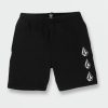 Kids * | Volcom Top Sellers Little Boys Iconic Stone Fleece Elastic Waist Shorts Black