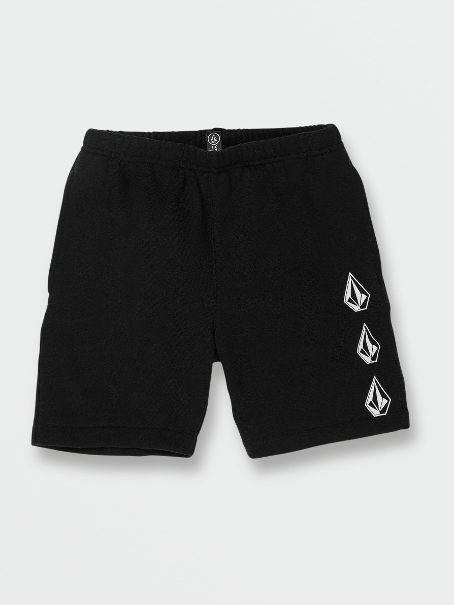 Kids * | Volcom Top Sellers Little Boys Iconic Stone Fleece Elastic Waist Shorts Black