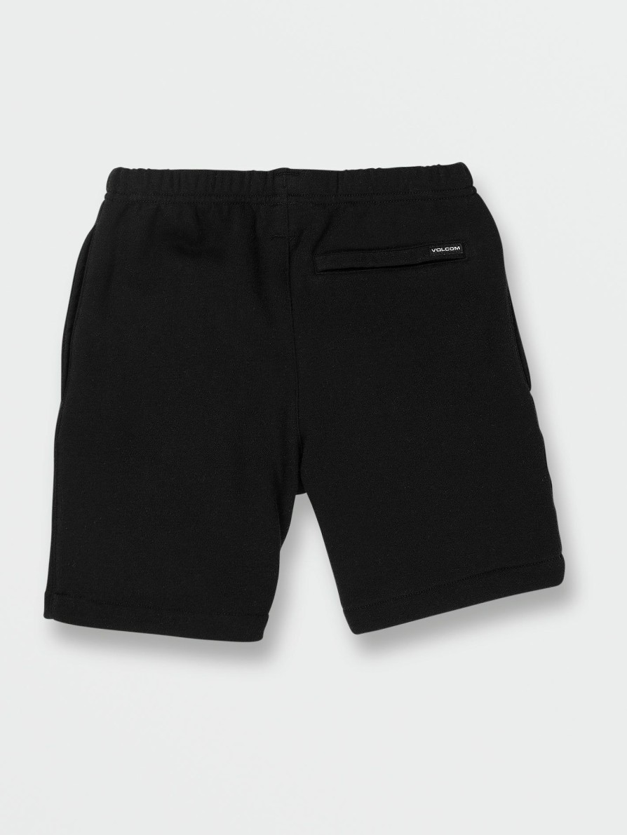 Kids * | Volcom Top Sellers Little Boys Iconic Stone Fleece Elastic Waist Shorts Black