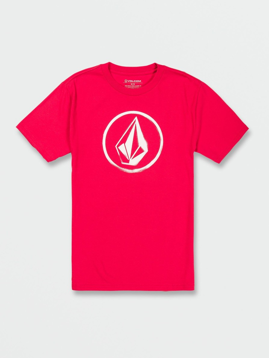 Mens Accessories * | Volcom Top Sell Circle Stone Short Sleeve Tee Shirt Ribbon Red