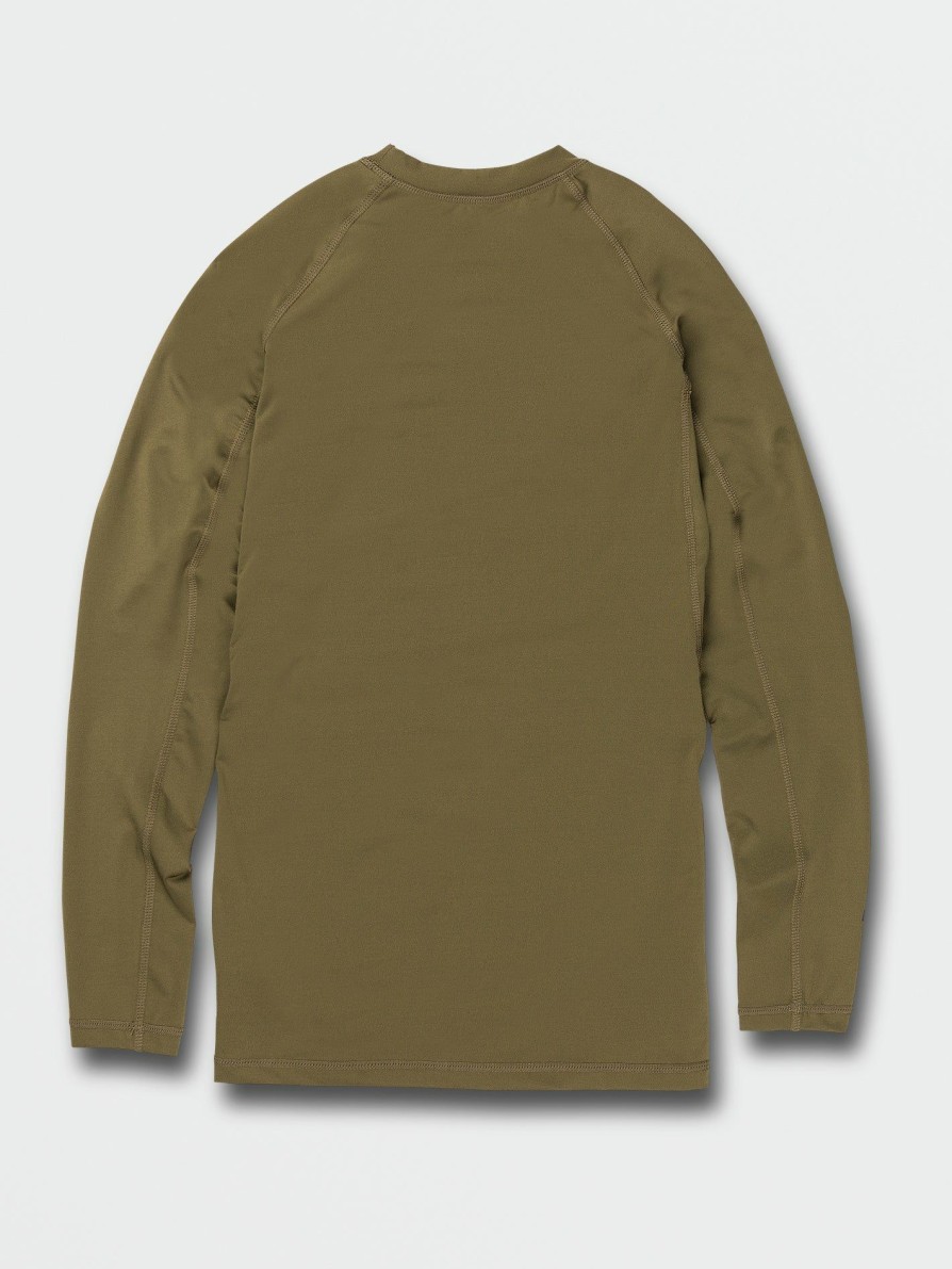 Mens Clothing * | Volcom Top Sellers Lido Solid Long Sleeve Rashguard Military