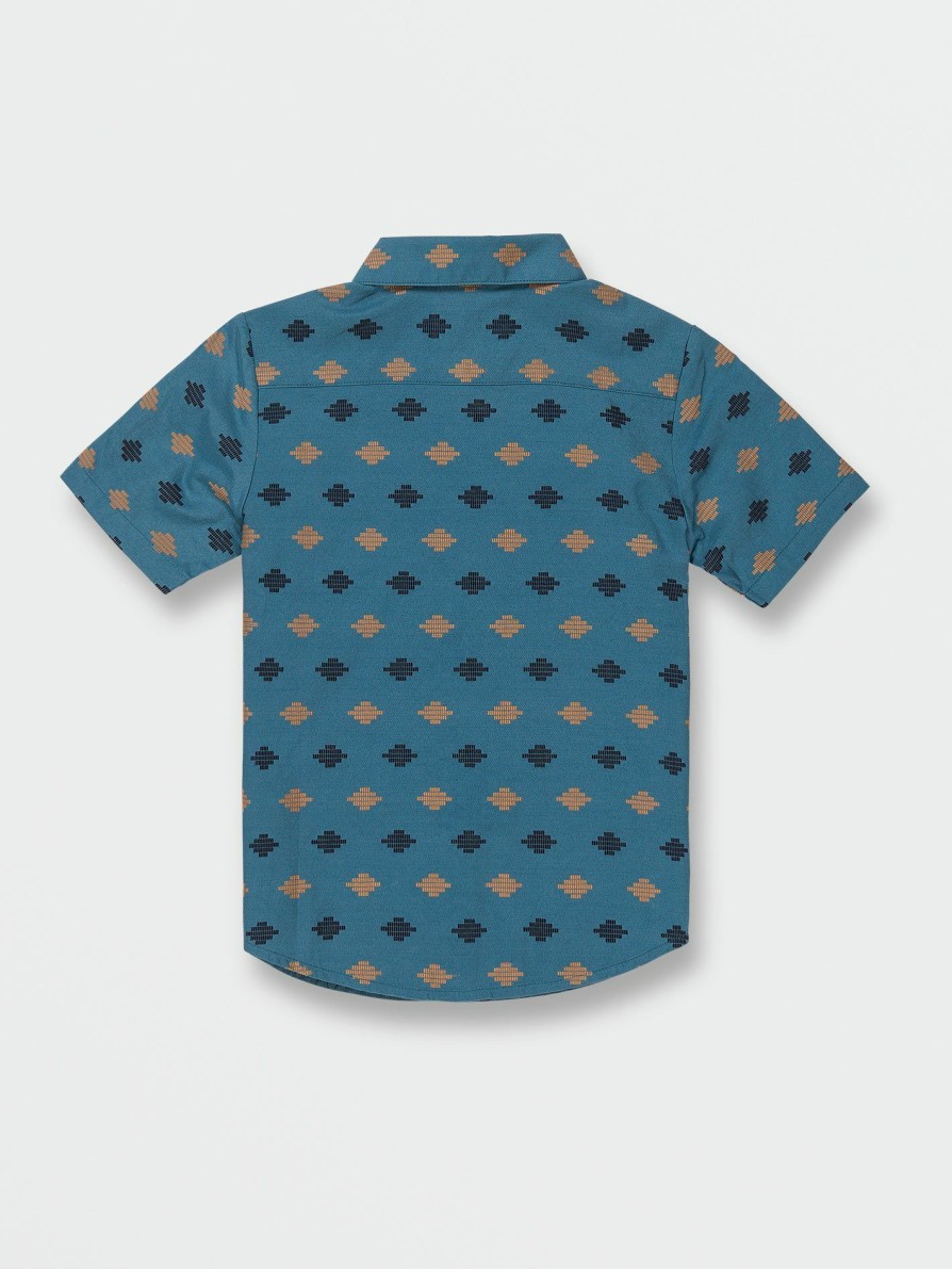 Kids * | Volcom Gift Selection Little Boys Stackstone Short Sleeve Shirt Aged Indigo