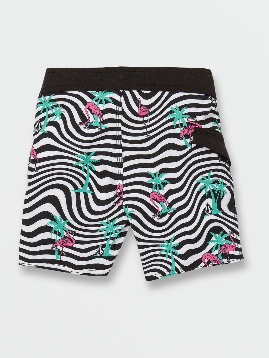 Core Surf * | Volcom Unique Little Boys Flamingbros Mod Trunks White