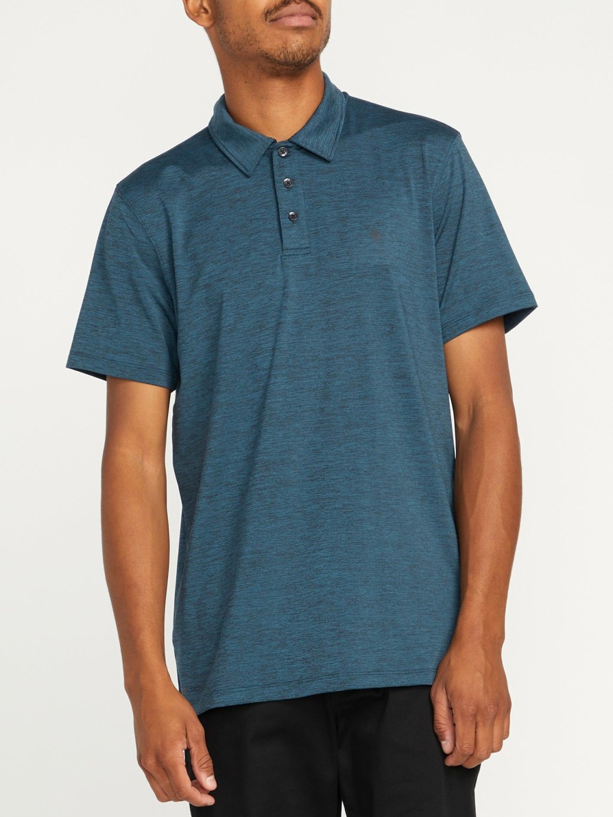 Mens Accessories * | Volcom Tendy Style Hazard Pro Polo Short Sleeve Shirt Cruzer Blue