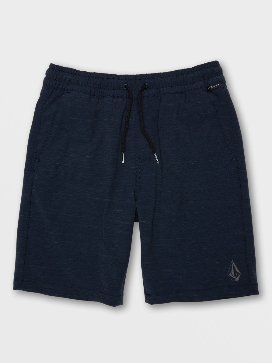 Core Skate * | Volcom Reliable Quality Big Boys Understoned Elast Waist Hybrid Shorts Navy