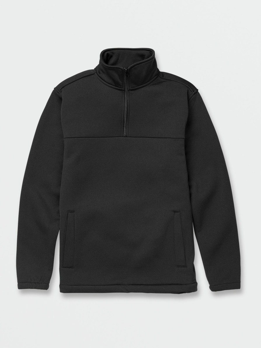 Mens Accessories * | Tendy Style Volcom Workwear Quarter Zip Fleece Pullover Black