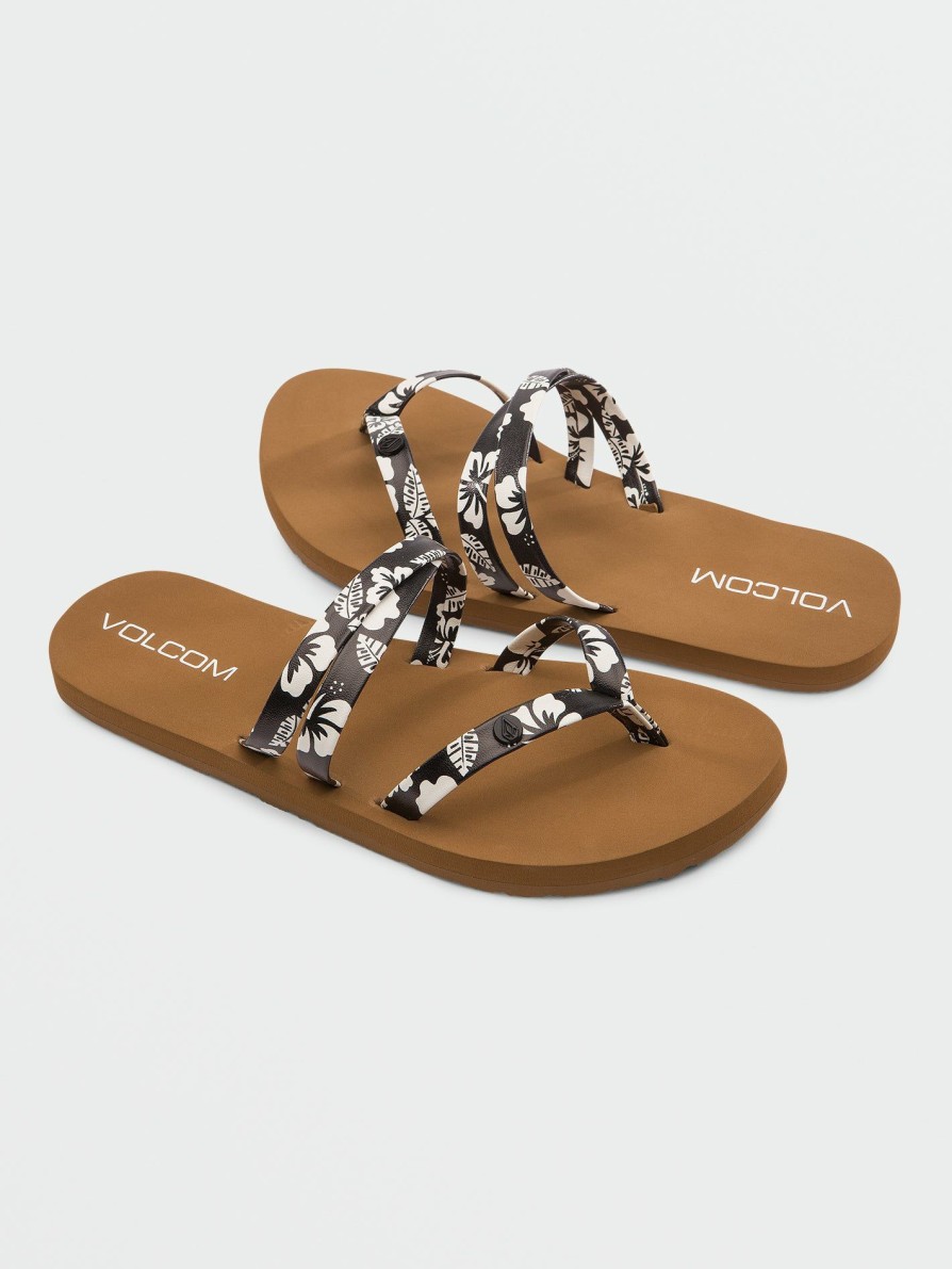 Kids * | Volcom Best-Selling Girls Easy Breezy Sandals Black White