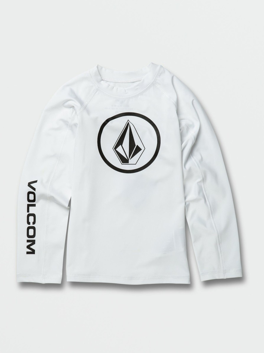 Core Surf * | Volcom Tendy Style Little Boys Lido Solid Long Sleeve Upf 50 Rashguard White