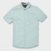 Mens Clothing * | Volcom Top Sell Everett Oxford Short Sleeve Shirt Cali Blue Heather Coastal Blue