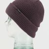 Core Snow * | Volcom Top Sellers Polar Lined Beanie Black Plum