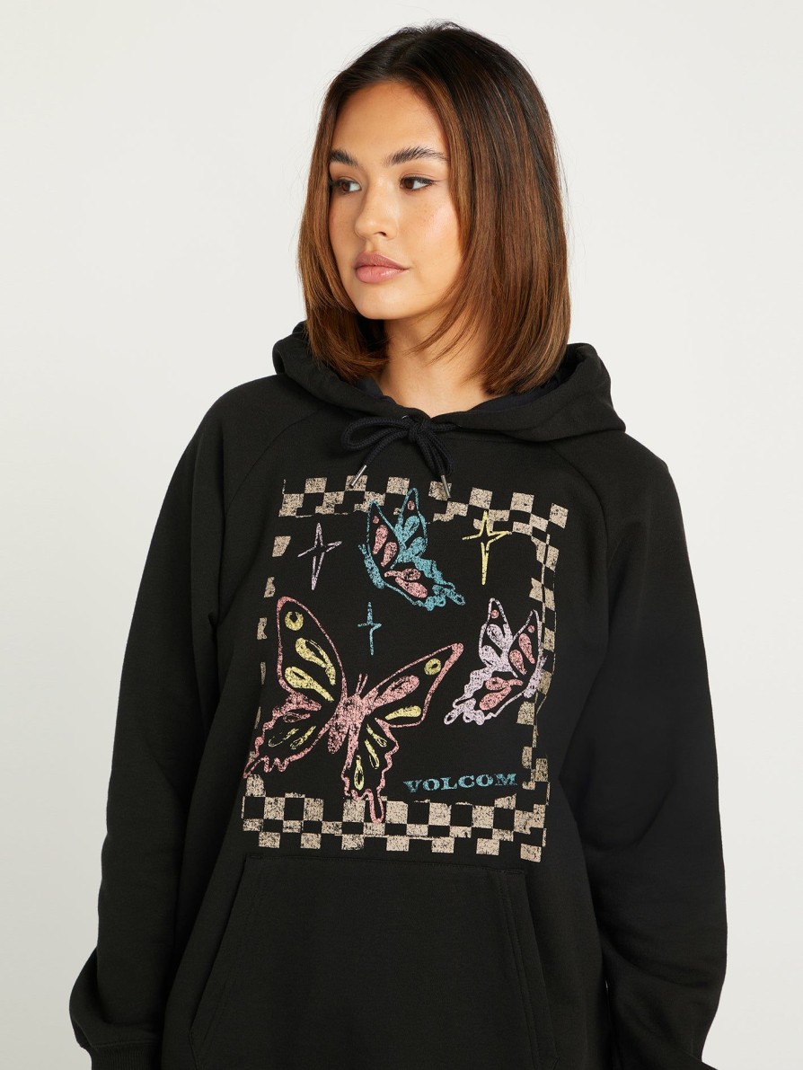 Womens Accessories * | Volcom Discount Online Truly Stoked Boyfriend Pullover Hoodie Black