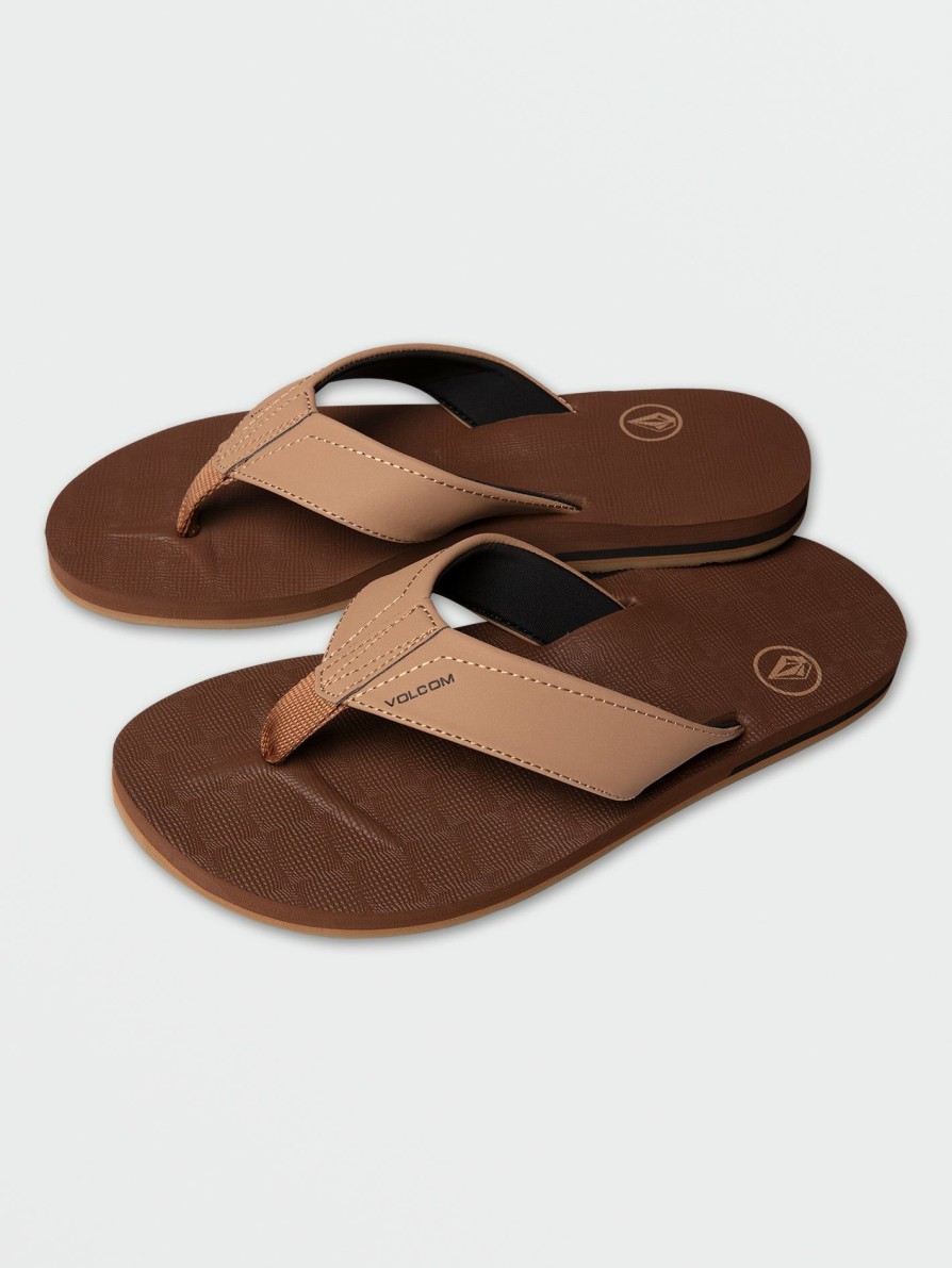 Mens Accessories * | Volcom Best Price Victor Sandals Brown Khaki