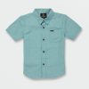 Kids * | Volcom Quality Guarantee Little Boys Graffen Short Sleeve Shirt Cali Blue Heather Coastal Blue