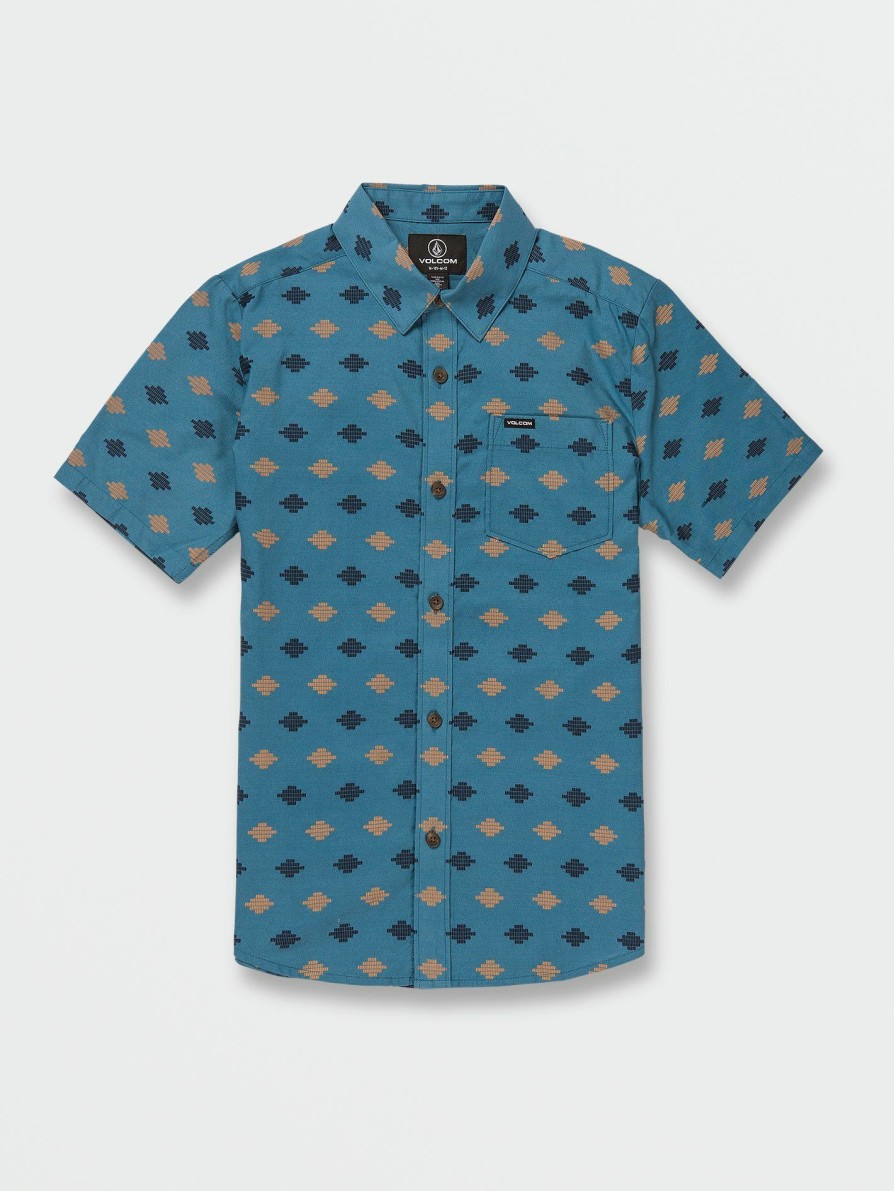 Kids * | Volcom Unique Big Boys Stackstone Short Sleeve Shirt Aged Indigo