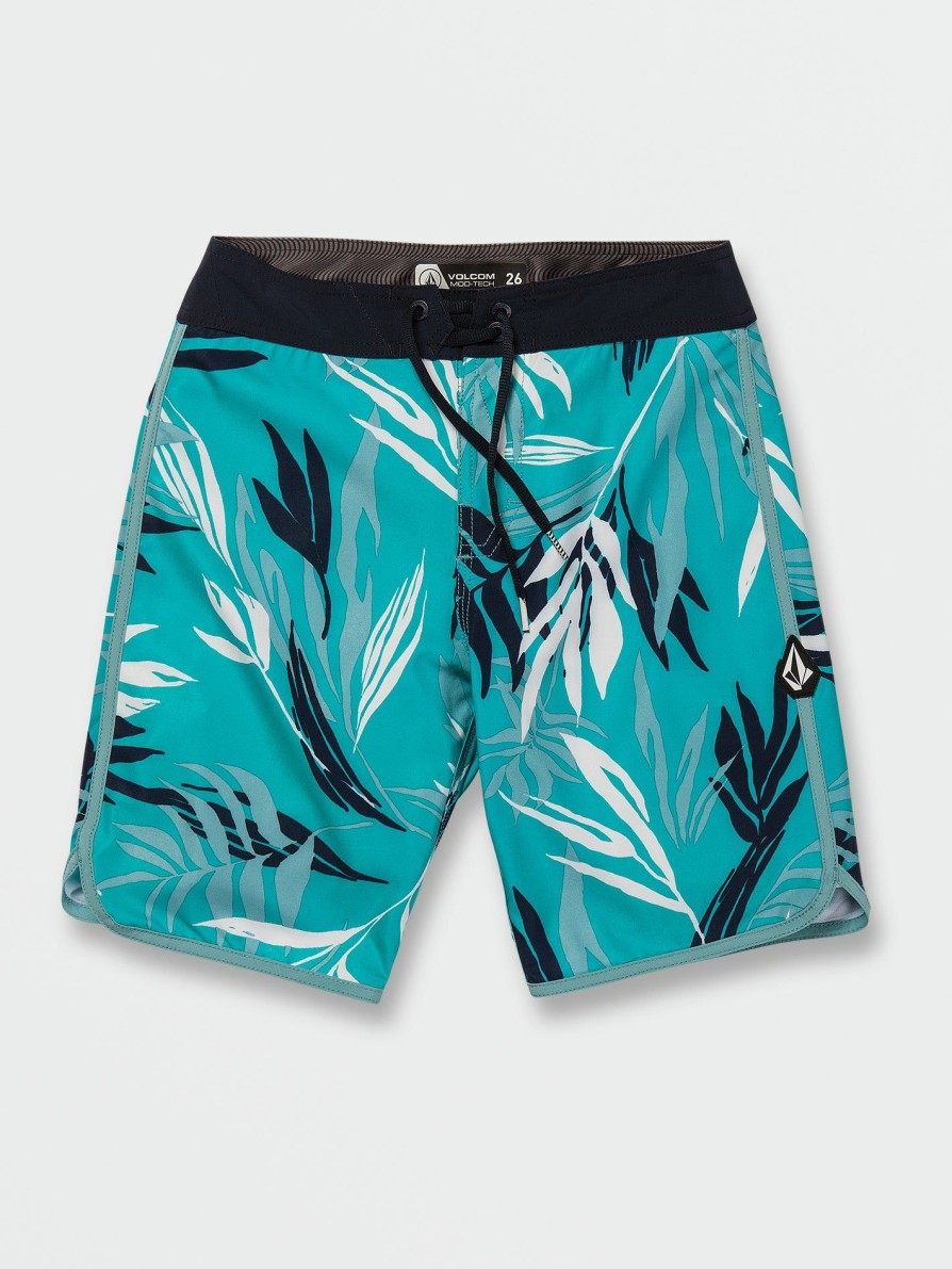 Kids * | Volcom Discount Online Big Boys Bleeding Leaf Mod-Tech Trunks Electric Blue