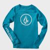 Core Surf * | Volcom Discount Online Big Boys Lido Solid Long Sleeve Upf 50 Rashguard Barrier Reef