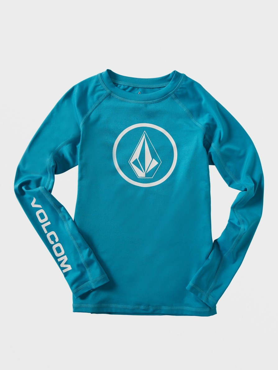 Core Surf * | Volcom Discount Online Big Boys Lido Solid Long Sleeve Upf 50 Rashguard Barrier Reef