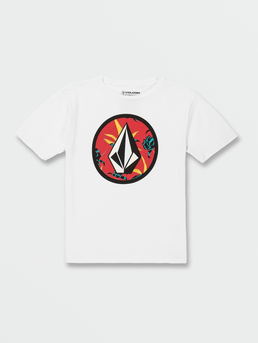 Kids * | Volcom Discount Online Little Boys Circle Stone Short Sleeve Tee Shirt White Combo