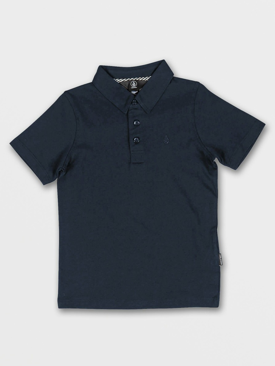 Kids * | Volcom Best Price Little Boys Wowzer Polo Short Sleeve Shirt Navy