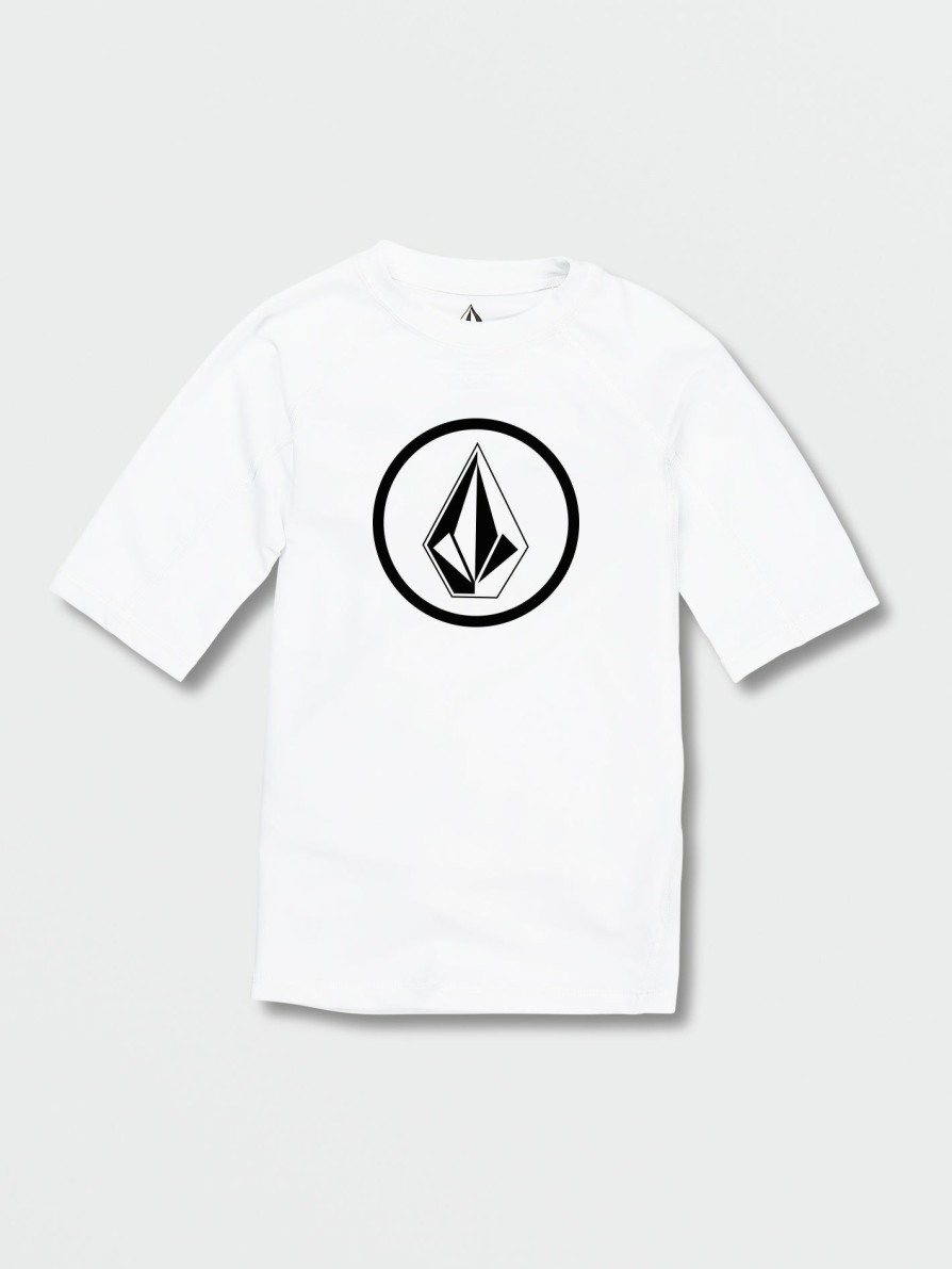 Core Surf * | Volcom Reliable Quality Little Boys Lido Solid Short Sleeve Upf 50 Rashguarde White