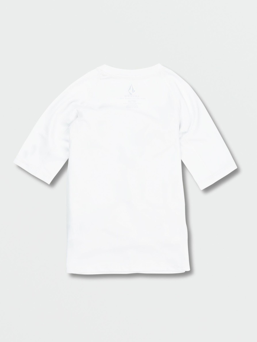 Core Surf * | Volcom Reliable Quality Little Boys Lido Solid Short Sleeve Upf 50 Rashguarde White