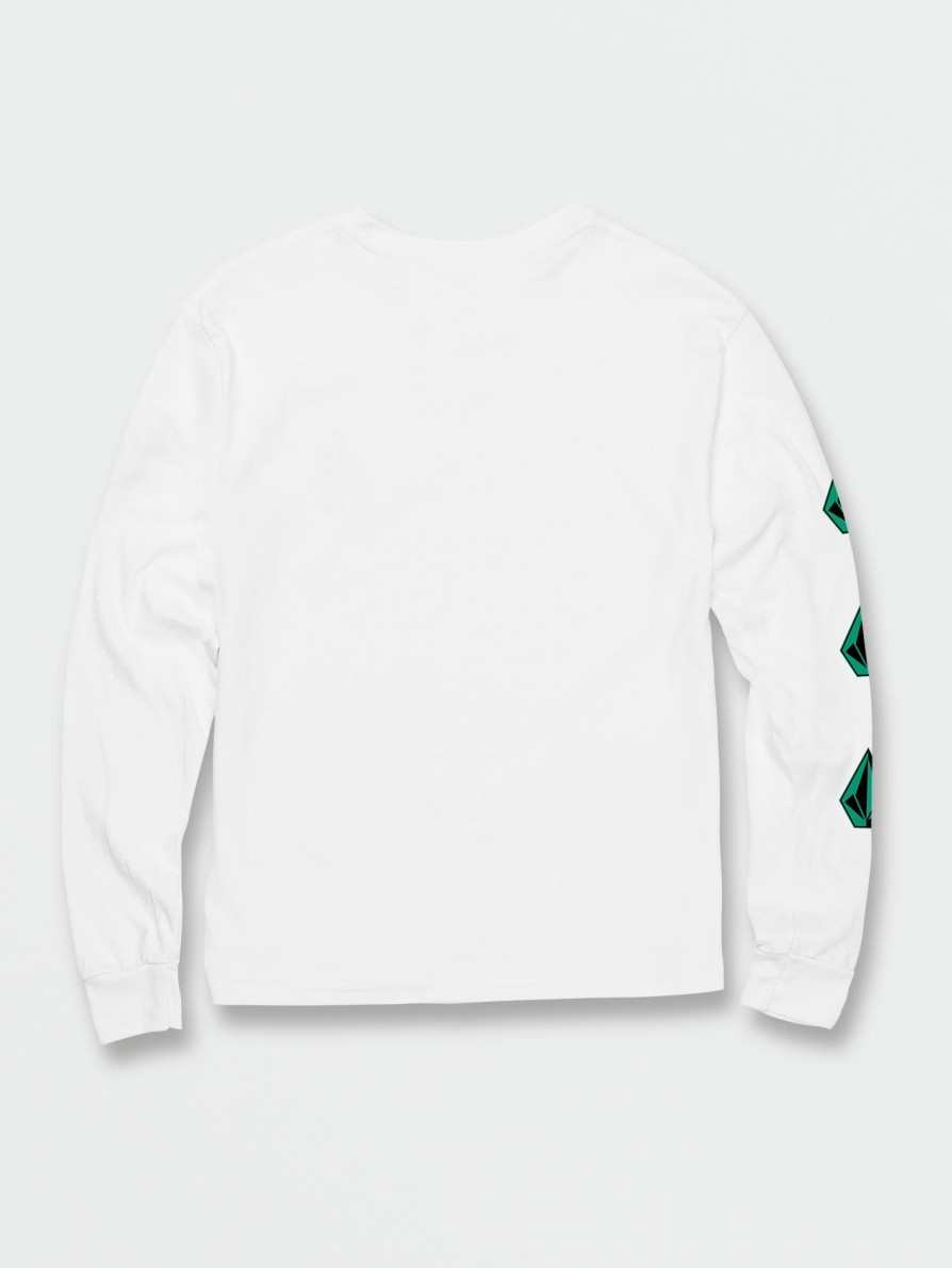 Kids * | Volcom Discount Store Big Boys Iconic Stone Long Sleeve Tee White