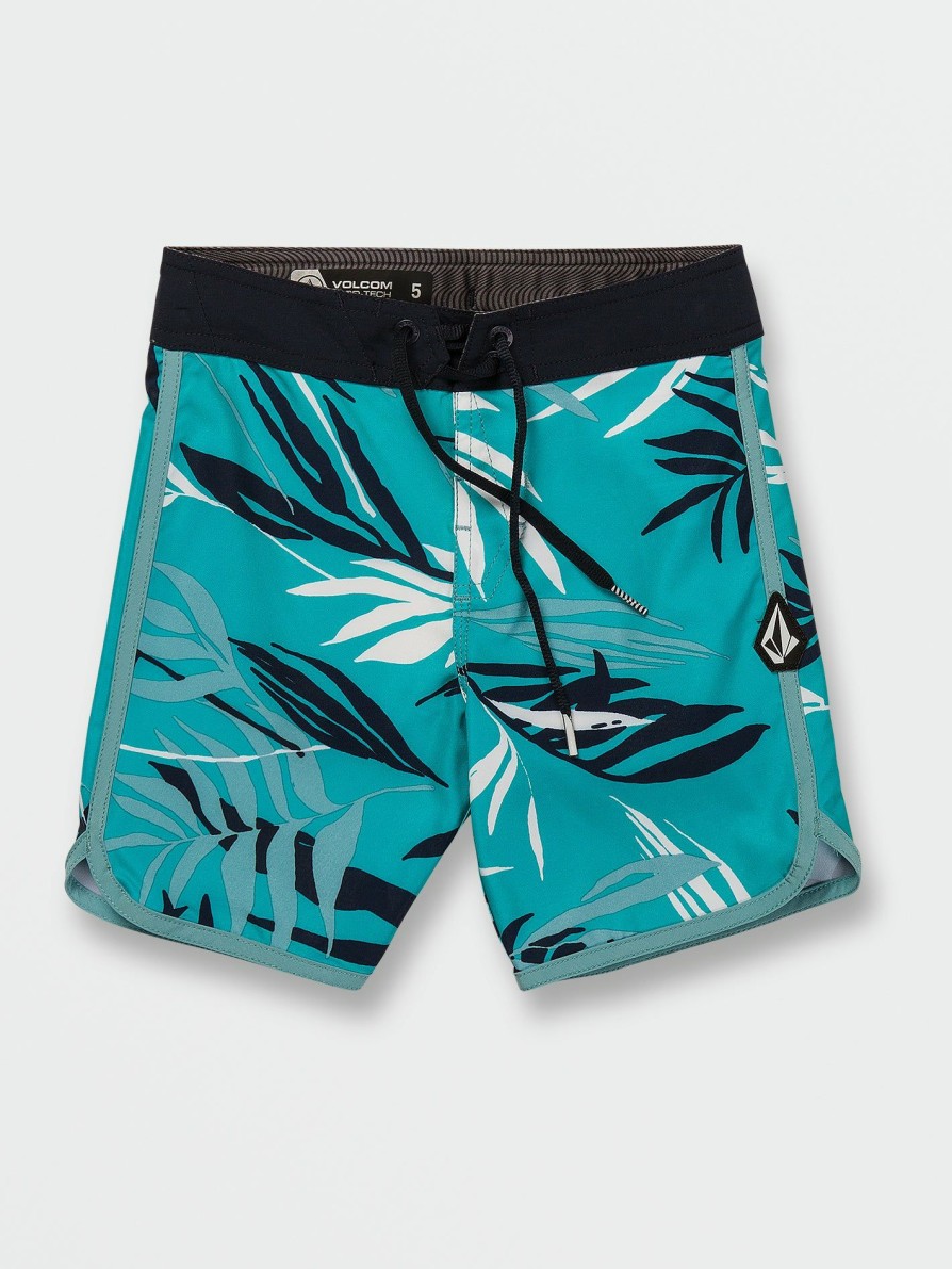 Kids * | Volcom Wholesale Little Boys Bleeding Leaf Mod-Tech Trunks Electric Blue