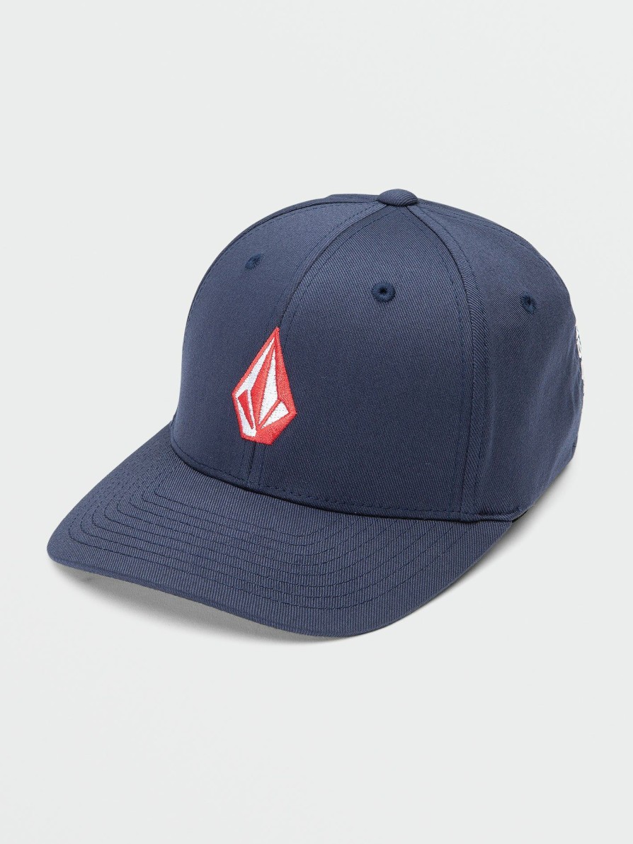 Kids * | Volcom Limited Edition Boys Full Stone Flexfit Hat Navy Combo