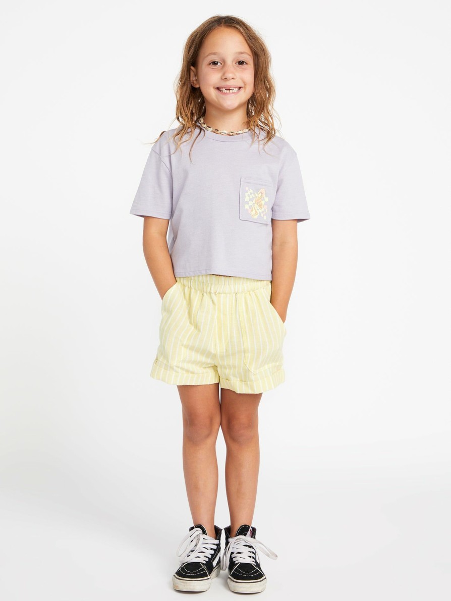 Kids * | Volcom Discount Online Girls Pocket Dial Short Sleeve Tee Shirt Moonbeam